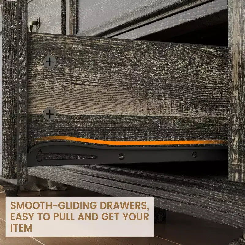 Grande commode de ferme à 9 tiroirs, commode rustique en bois pour chambre à coucher et salon