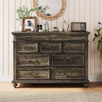 Grande commode de ferme à 9 tiroirs, commode rustique en bois pour chambre à coucher et salon