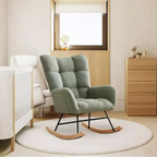 Fauteuil à bascule Teddy, Fauteuil planeur avec dossier haut, Fauteuil d'appoint moderne et confortable pour chambre à coucher, salon