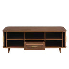 Table basse multi-rangements avec portes coulissantes et tiroir