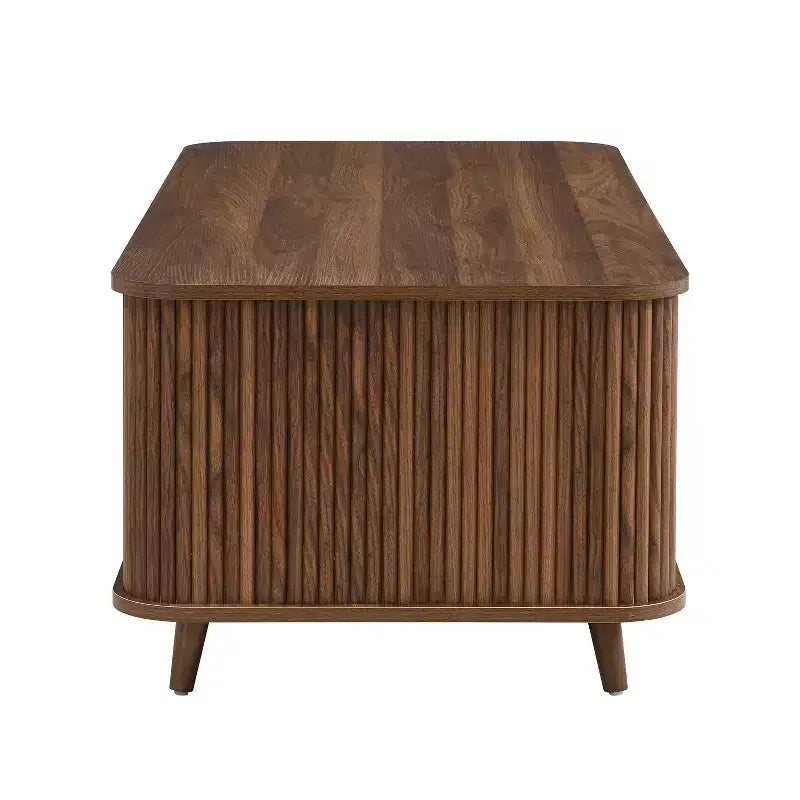 Table basse multi-rangements avec portes coulissantes et tiroir