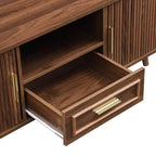 Table basse multi-rangements avec portes coulissantes et tiroir