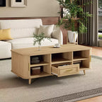 Table basse multi-rangements avec portes coulissantes et tiroir