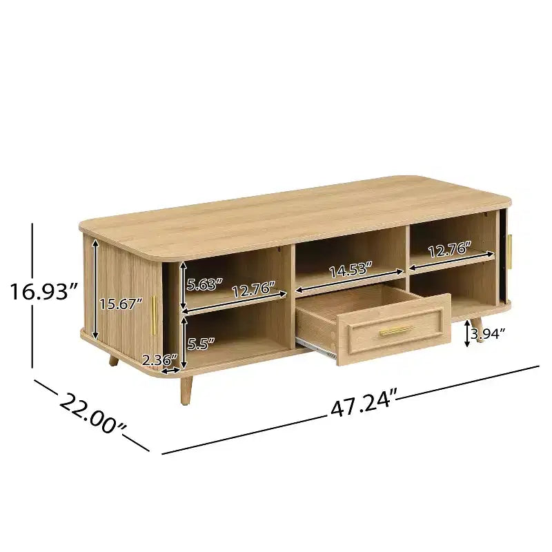 Table basse multi-rangements avec portes coulissantes et tiroir