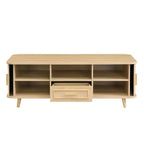 Table basse multi-rangements avec portes coulissantes et tiroir