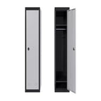 Casier métallique 1 porte, Armoire de rangement étroite en acier avec tringle de suspension et étagère pour bureau, école, salle de sport