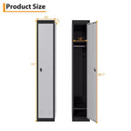 Casier métallique 1 porte, Armoire de rangement étroite en acier avec tringle de suspension et étagère pour bureau, école, salle de sport