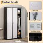Casier métallique 1 porte, Armoire de rangement étroite en acier avec tringle de suspension et étagère pour bureau, école, salle de sport