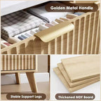 Commode à 6 tiroirs cannelée, commode en bois moderne au design incurvé pour chambre à coucher