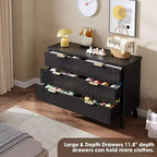 Commode à 6 tiroirs cannelée, commode en bois moderne au design incurvé pour chambre à coucher