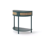 Table d'appoint élégante semi-circulaire avec 2 armoires en rotin et étagère inférieure pour salon, chambre et couloir