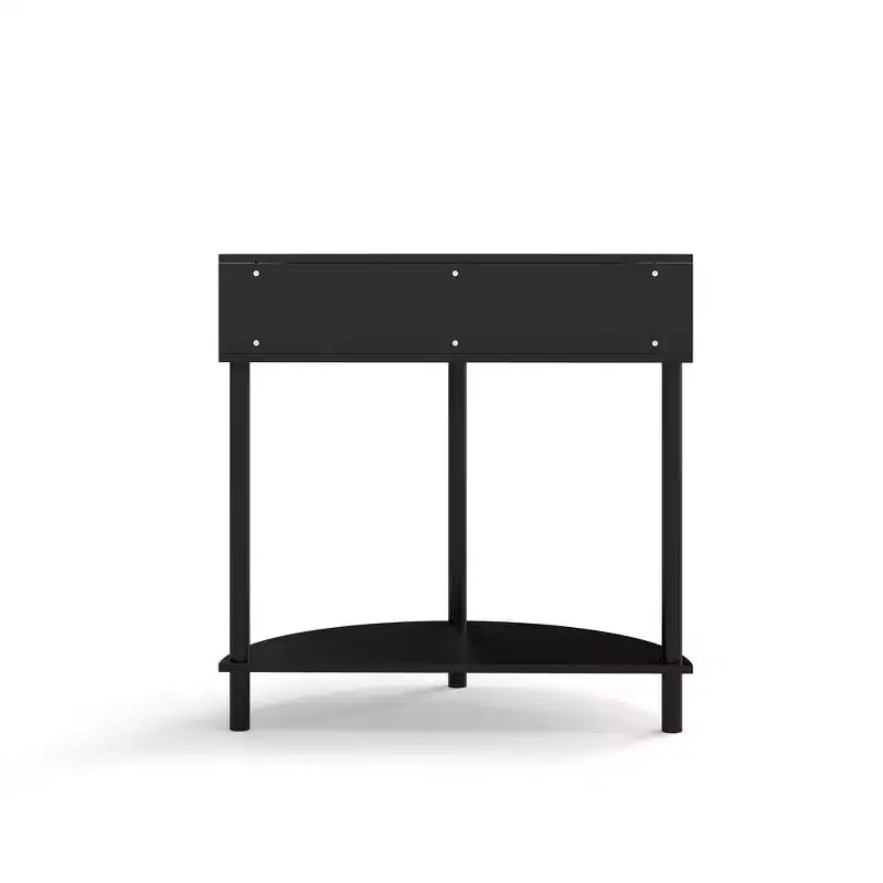 Table d'appoint élégante semi-circulaire avec 2 armoires en rotin et étagère inférieure pour salon, chambre et couloir