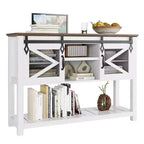 Console d'entrée avec portes coulissantes de grange, Table console de ferme avec rangement, Table de canapé rustique étroite derrière le canapé, pour entrée, couloir, foyer