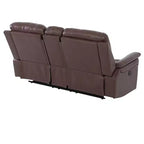 Causeuse inclinable électrique, fauteuil inclinable en cuir à 2 places avec chargement USB, rangement et porte-gobelets, marron rougeâtre