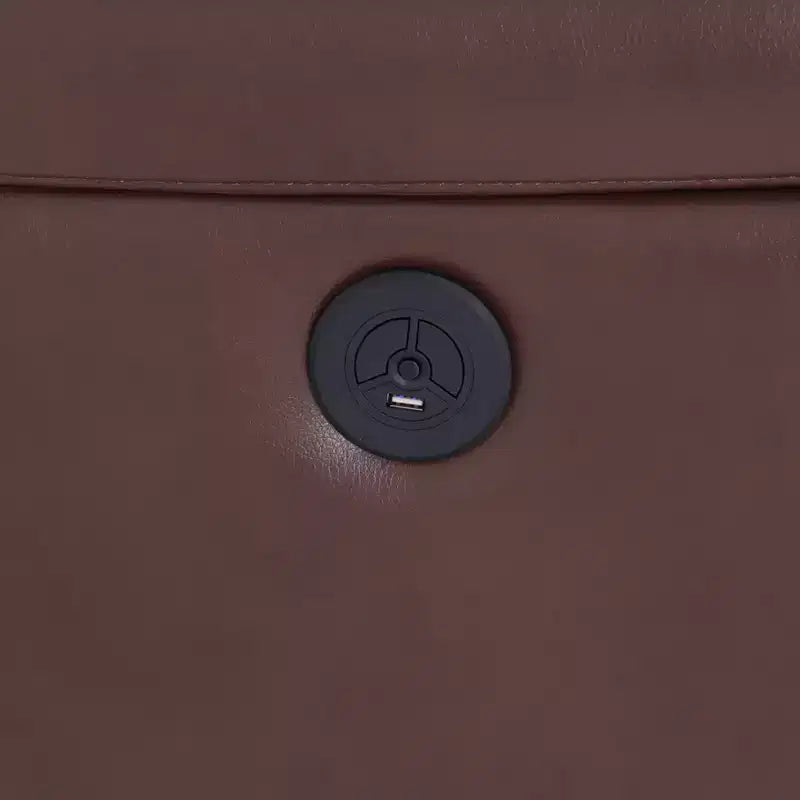 Causeuse inclinable électrique, fauteuil inclinable en cuir à 2 places avec chargement USB, rangement et porte-gobelets, marron rougeâtre