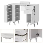 Table de manucure avec repose-poignet et aspirateur de poussière, bureau à ongles avec casier vertical coulissant, blanc