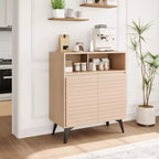 Étagères réglables, Cuisine, Entrée, Meuble de rangement cannelé - Buffet avec rangement