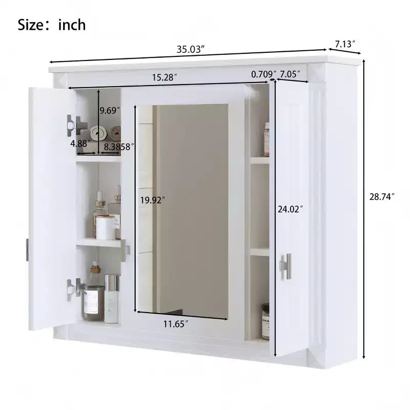Armoire à pharmacie rectangulaire à montage en surface avec miroir et étagères réglables (L x H)