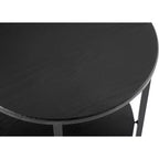 Petite Table d'appoint Ronde de Ferme avec Pieds Croisés, Table de Chevet avec Étagère Inférieure pour Salon et Chambre, Noir