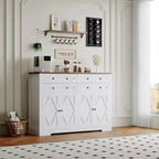 Grand buffet de salle à manger avec rangement, 4 tiroirs et 4 portes, meuble de rangement de cuisine avec étagère réglable, bar à café en bois pour couloir