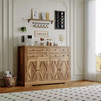 Grand buffet de salle à manger avec rangement, 4 tiroirs et 4 portes, meuble de rangement de cuisine avec étagère réglable, bar à café en bois pour couloir