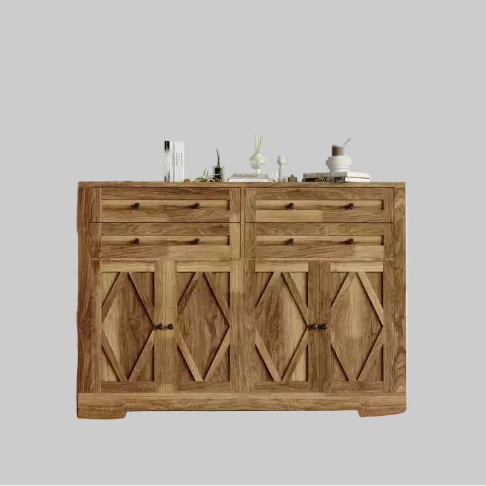 55 in Large Sideboard Buffet Cabinet with Storage, 4 Drawers and 4 Doors, Kitchen Storage Cabinet with Adjustable Shelf, Wood Coffee Bar for Hallway