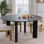 Table à manger ronde moderne pour 6-8 personnes, plateau en bois dense et base stable, pour cuisine et salle à manger, noir