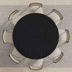 Table à manger ronde moderne pour 6-8 personnes, plateau en bois dense et base stable, pour cuisine et salle à manger, noir