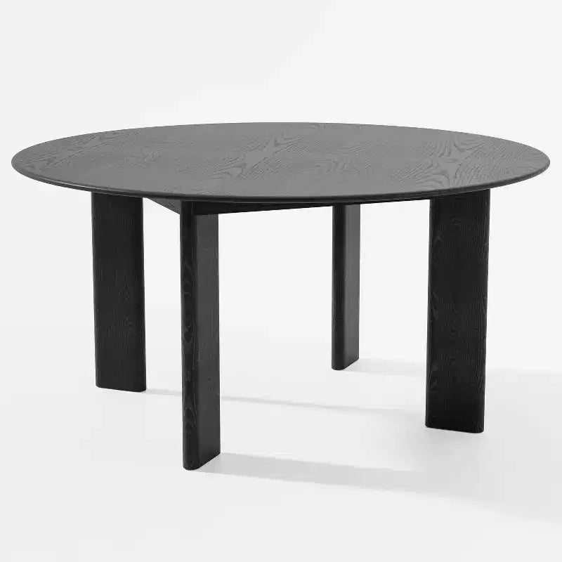Table à manger ronde moderne pour 6-8 personnes, plateau en bois dense et base stable, pour cuisine et salle à manger, noir
