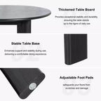 Table à manger ronde moderne pour 6-8 personnes, plateau en bois dense et base stable, pour cuisine et salle à manger, noir