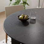 Table à manger ronde moderne pour 6-8 personnes, plateau en bois dense et base stable, pour cuisine et salle à manger, noir