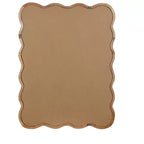 Miroir décoratif 40" rectangle ondulé avec cadre en bois massif, miroir mural moderne de style ferme pour chambre, salle de bain et salon, bois naturel