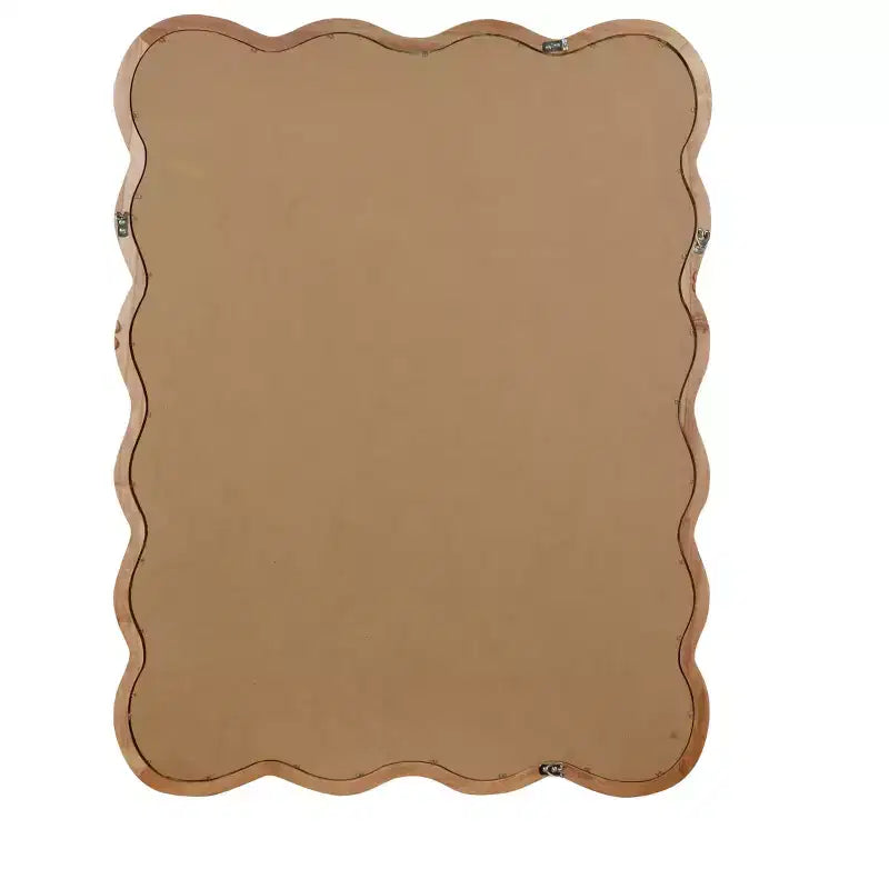 Miroir décoratif 40" rectangle ondulé avec cadre en bois massif, miroir mural moderne de style ferme pour chambre, salle de bain et salon, bois naturel