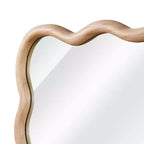Miroir décoratif 40" rectangle ondulé avec cadre en bois massif, miroir mural moderne de style ferme pour chambre, salle de bain et salon, bois naturel