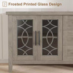 Meuble TV de ferme pour téléviseur, meuble de divertissement du milieu du siècle avec 3 tiroirs et 2 portes de rangement, table console TV média en bois pour salon