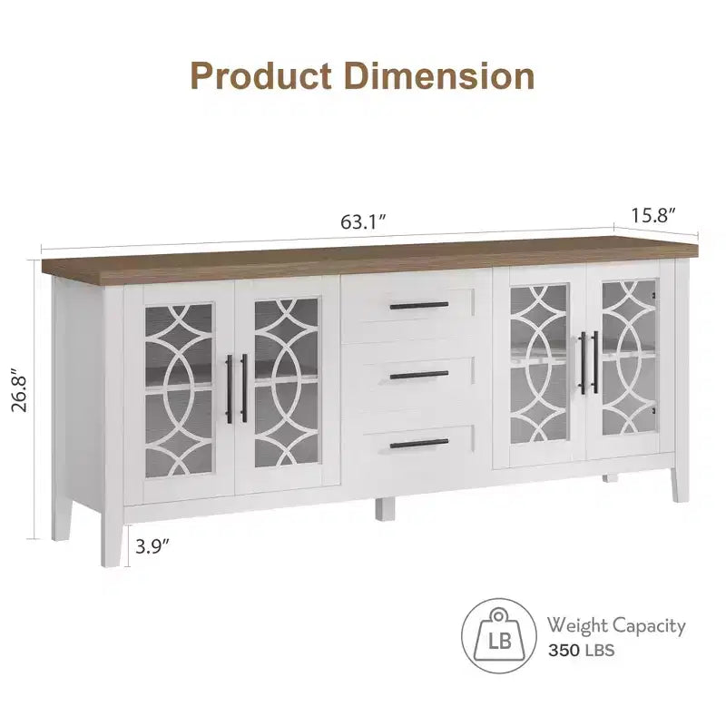 Meuble TV de ferme pour téléviseur, meuble de divertissement du milieu du siècle avec 3 tiroirs et 2 portes de rangement, table console TV média en bois pour salon