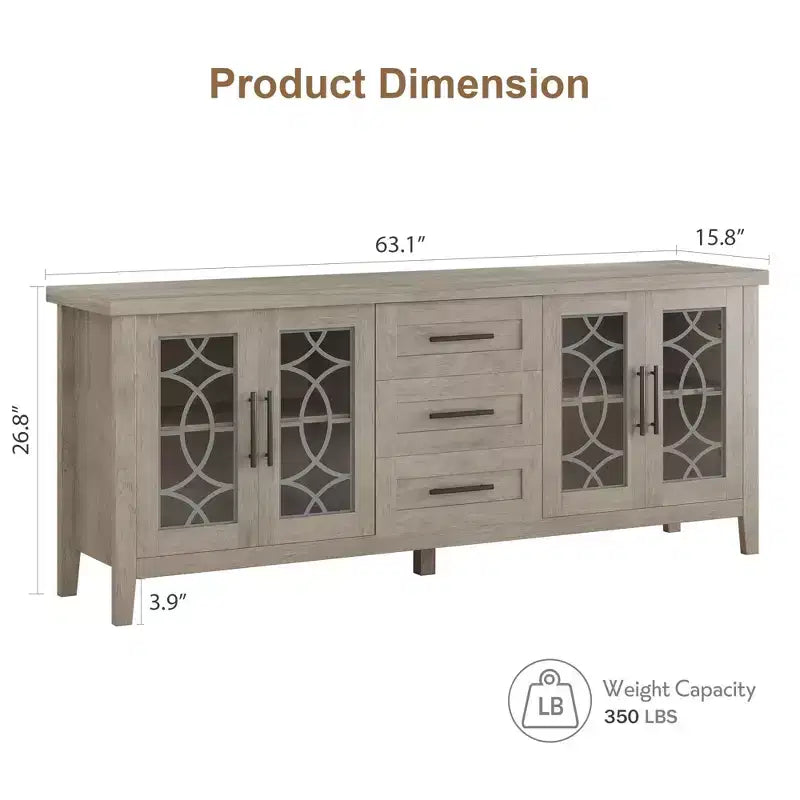 Meuble TV de ferme pour téléviseur, meuble de divertissement du milieu du siècle avec 3 tiroirs et 2 portes de rangement, table console TV média en bois pour salon