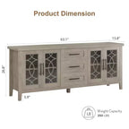 Meuble TV de ferme pour téléviseur, meuble de divertissement du milieu du siècle avec 3 tiroirs et 2 portes de rangement, table console TV média en bois pour salon