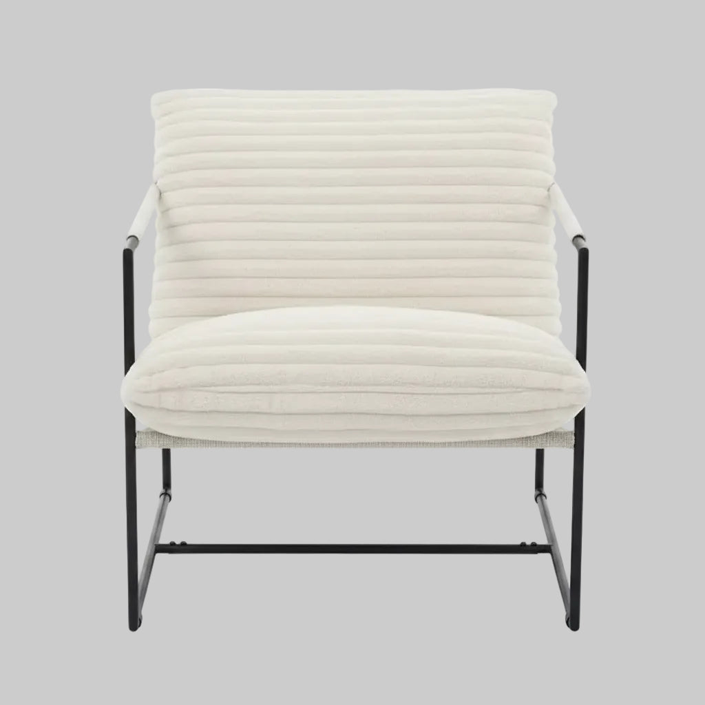 Fauteuil d'appoint Sling avec cadre en métal, fauteuil de salon moderne et confortable, fauteuil de lecture rembourré avec coussin en mousse déchiquetée, fauteuil surdimensionné et confortable