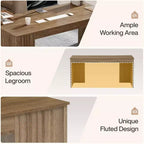 Grand bureau d'ordinateur moderne, poste de travail table d'étude pour bureau à domicile, marron