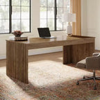 Grand bureau d'ordinateur moderne, poste de travail table d'étude pour bureau à domicile, marron