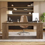 Grand bureau d'ordinateur moderne, poste de travail table d'étude pour bureau à domicile, marron