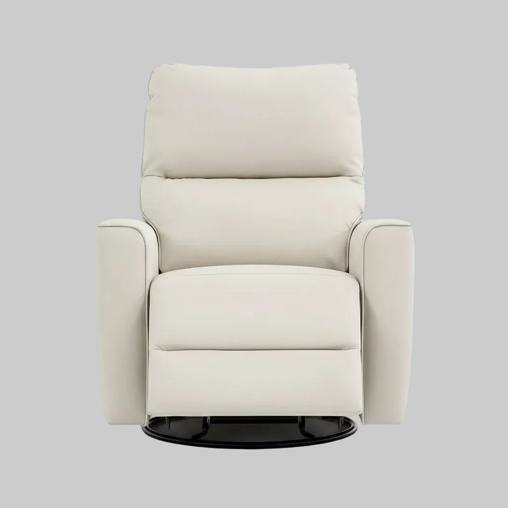 Nursery Glider Recliner with Swivel Rocking Motion, High Back PU Leather Chair for Nursery, Living Room and Bedroom