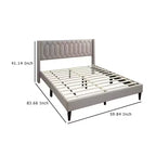 Lit Queen Size avec Revêtement en Toile de Jute Marron Clair Cousue Géométrique