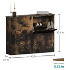 Meuble à chaussures étroit mi-century avec 4 tiroirs basculants, étagère à chaussures autoportante pour hall d'entrée et entrée