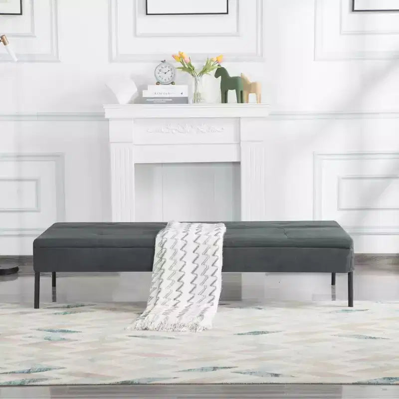 Canapé Futon avec dossier réglable sur 5 positions, cadre entièrement en fer et revêtement en polyester