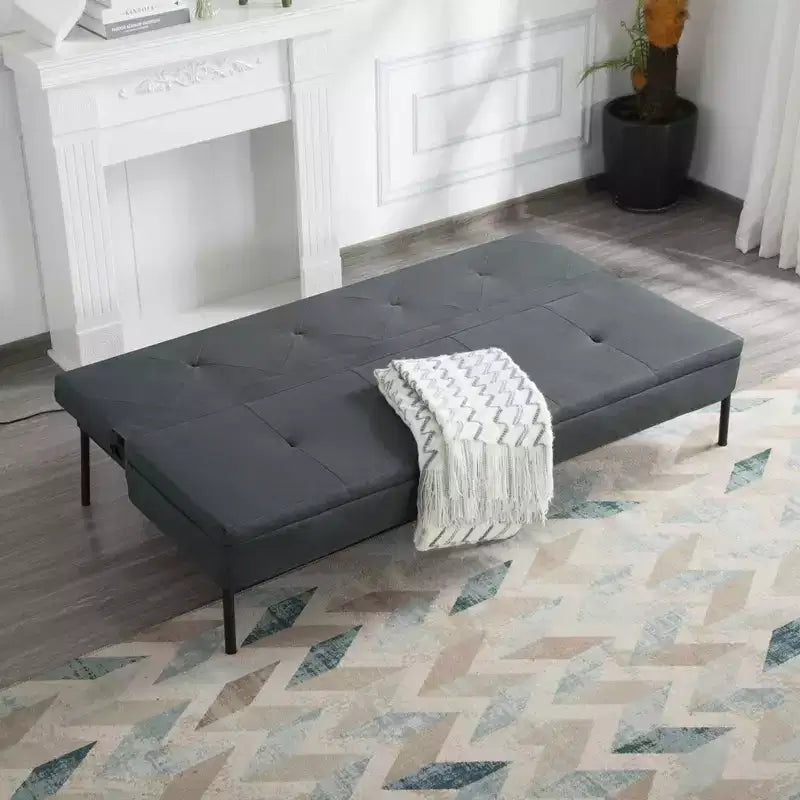 Canapé Futon avec dossier réglable sur 5 positions, cadre entièrement en fer et revêtement en polyester