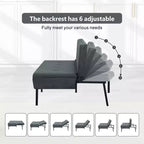 Canapé Futon avec dossier réglable sur 5 positions, cadre entièrement en fer et revêtement en polyester