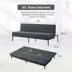 Canapé Futon avec dossier réglable sur 5 positions, cadre entièrement en fer et revêtement en polyester
