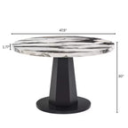 Table à manger moderne aspect marbre avec piètement central en bois
